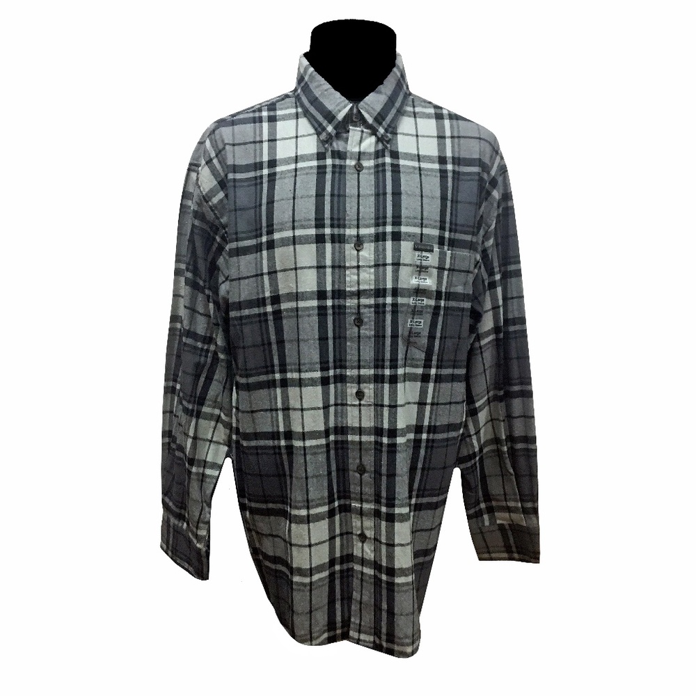 ST. JOHN'S BAY MEN'S XL BLACK GRAY PLAID SHIRT